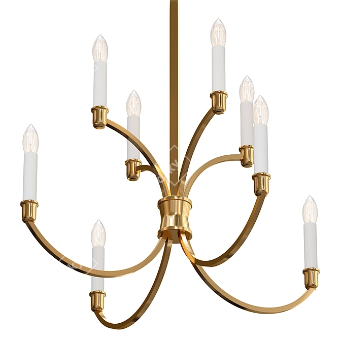 Sleek Double Tier Chandelier 3D model image 1