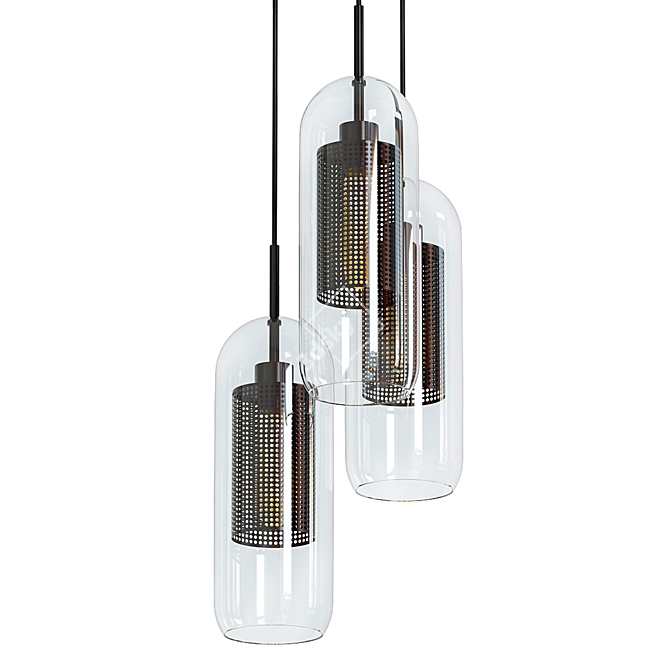 Modern Steel Glass Ceiling Light 3D model image 1