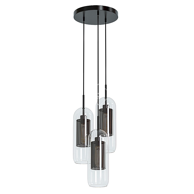 Modern Steel Glass Ceiling Light 3D model image 2