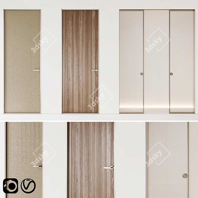 Aladin Swing: Elegant Gold Swing and Pocket Doors 3D model image 1