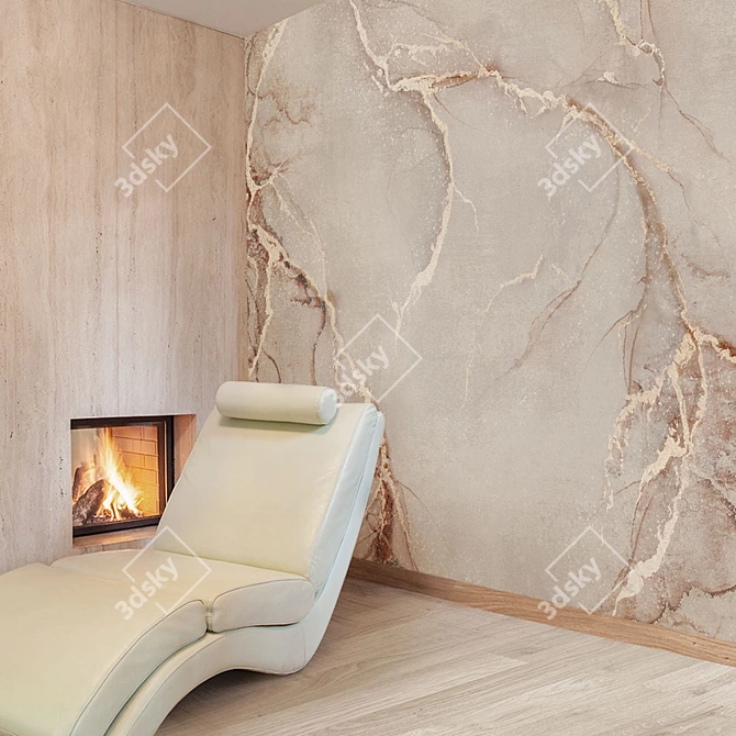 Title: Abstract Stone with Golden Veins Wallpaper 3D model image 5