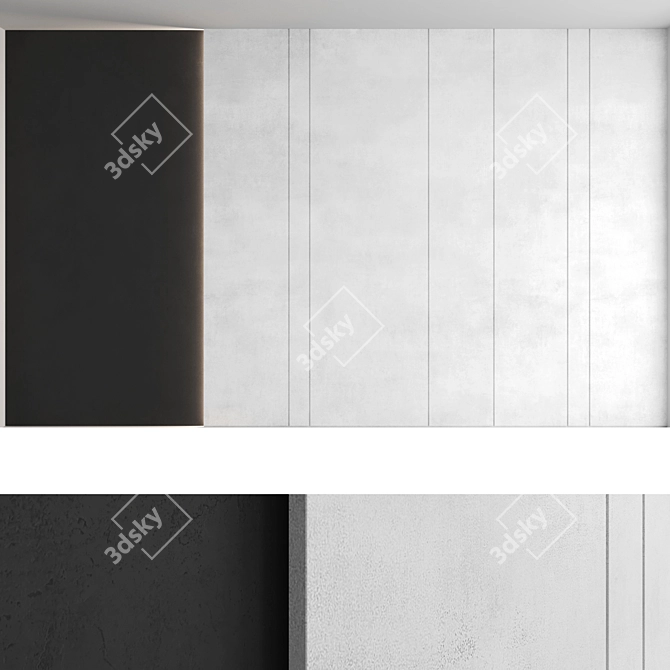 Title: Decorative Concrete Wall Panel Set 3D model image 1