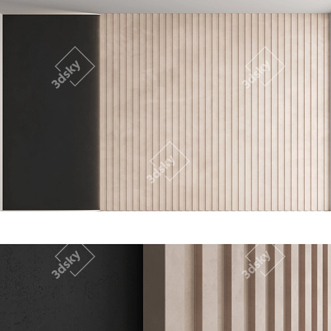 Title: Decorative Concrete Wall Panel Set 3D model image 3