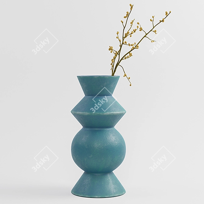 Handcrafted Hilda Blue Totem Vase 3D model image 1