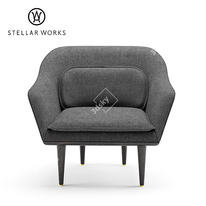 Sleek Lunar Lounge Armchair 3D model image 2