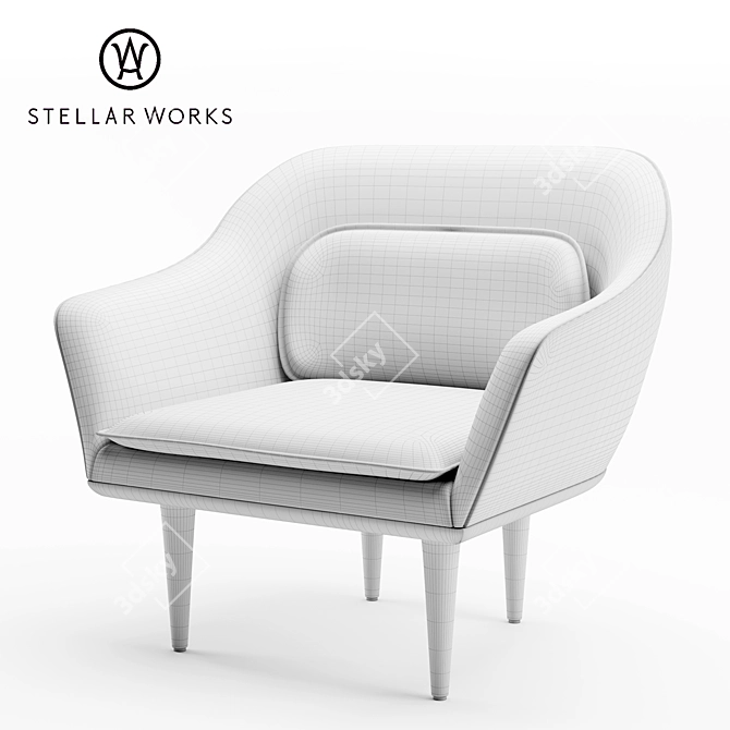 Sleek Lunar Lounge Armchair 3D model image 3