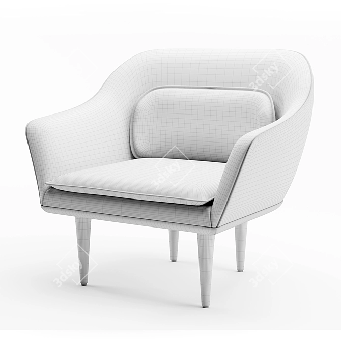 Sleek Lunar Lounge Armchair 3D model image 7