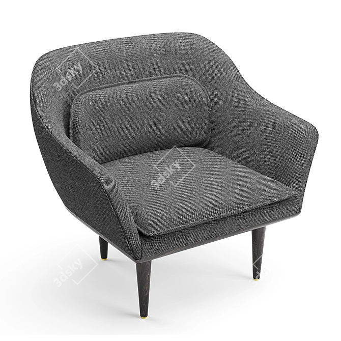 Sleek Lunar Lounge Armchair 3D model image 8