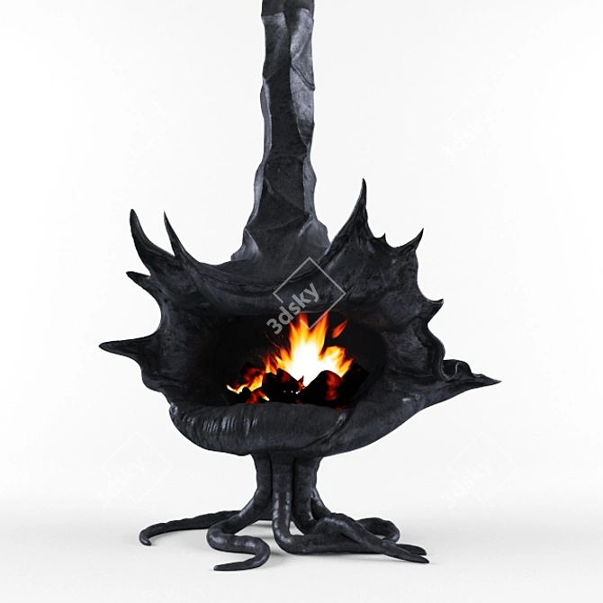 Gothic Fireplace: Tim Burton Style 3D model image 1