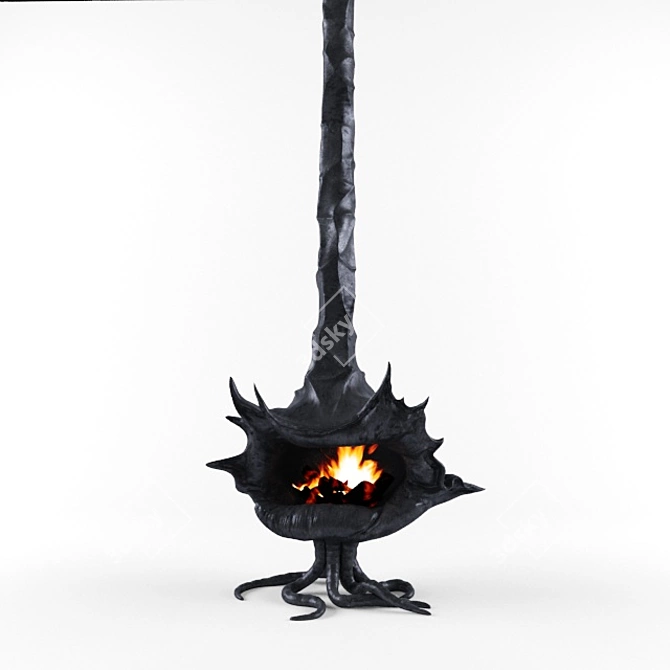 Gothic Fireplace: Tim Burton Style 3D model image 3