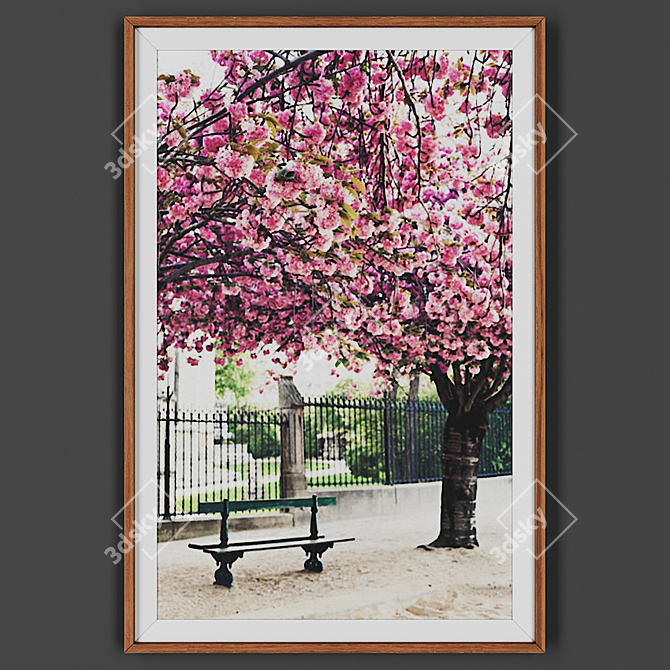 Classic Wooden Frame Painting 3D model image 1