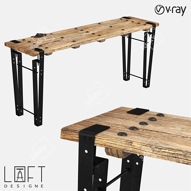 LoftDesign 60750: Stylish Wood and Metal Table 3D model image 1