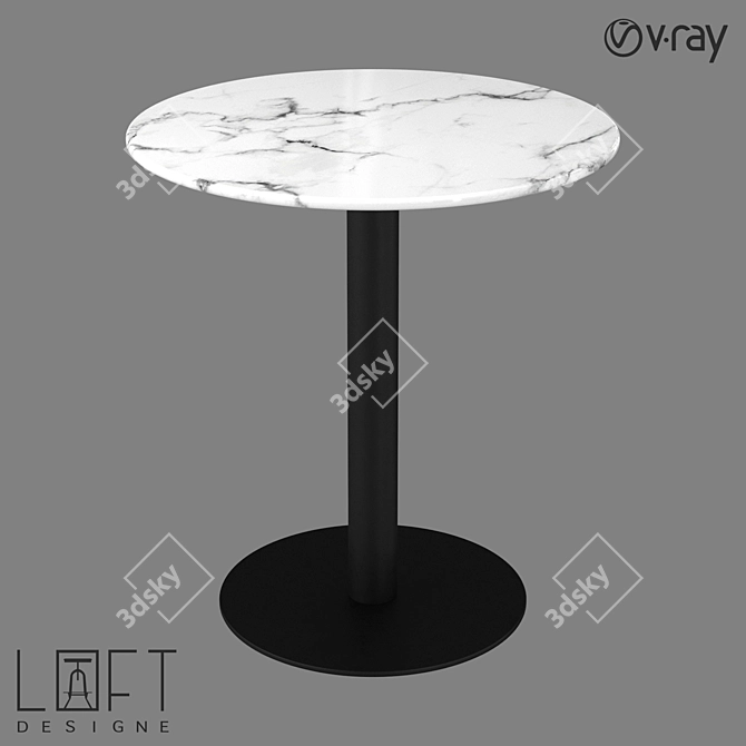 Sleek Metal and Marble Table 3D model image 1