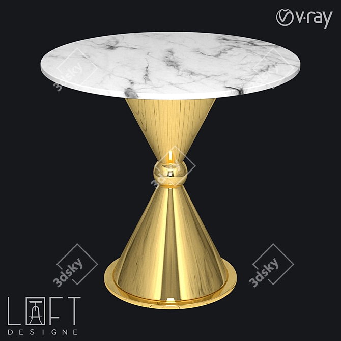 Elegant Metal and Marble Table 3D model image 1