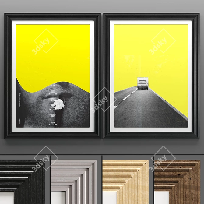 Modern Art Frame Set 3D model image 1