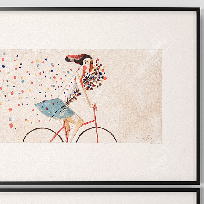 Colorful Bicyclist Art Frames 3D model image 2