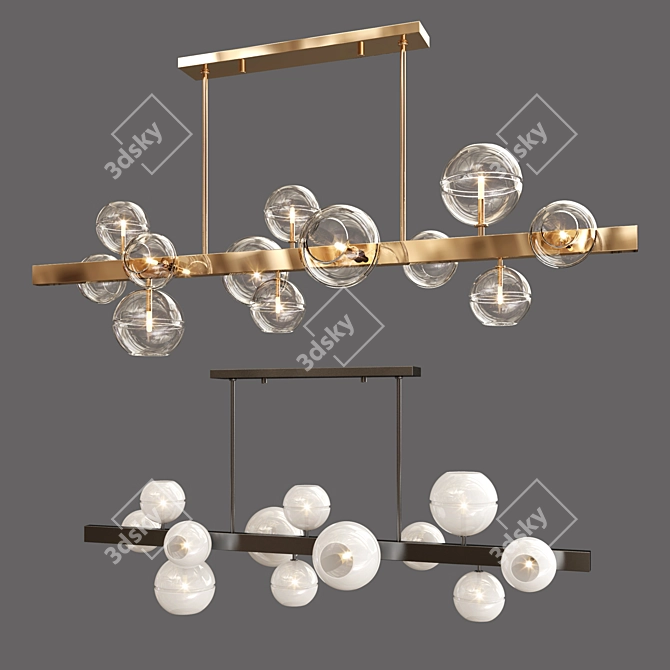 Contemporary Metal & Glass Chandelier 3D model image 1