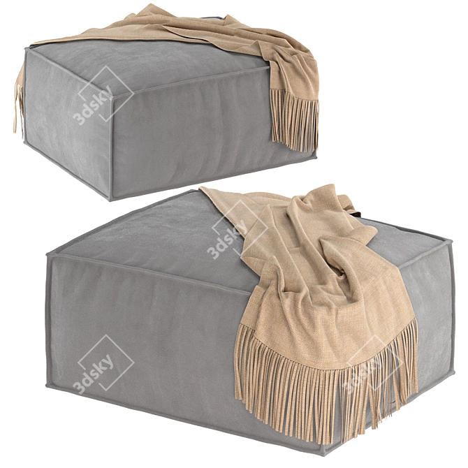 Modern Gray Pouf: Stylish Home Decor 3D model image 2