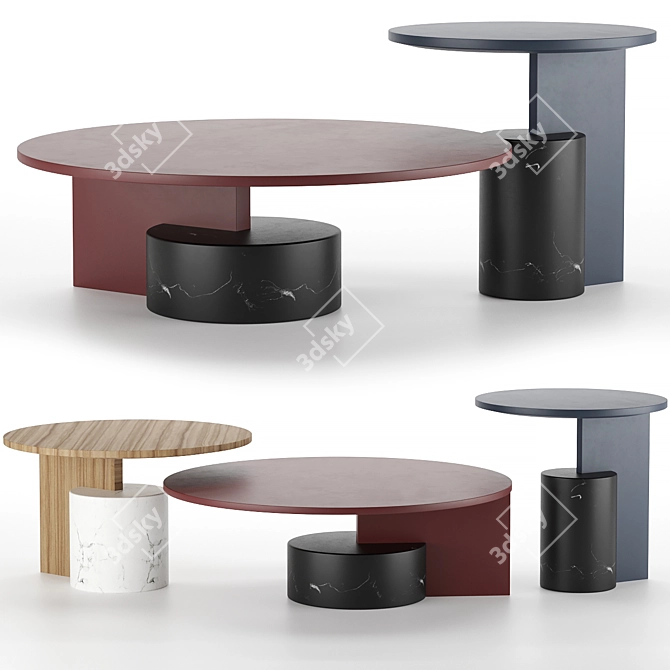 SENGU Cassina Table Set: Modern Design in Multiple Sizes 3D model image 1