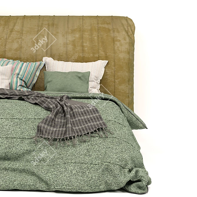 Modern Linen Bed Set 3D model image 2