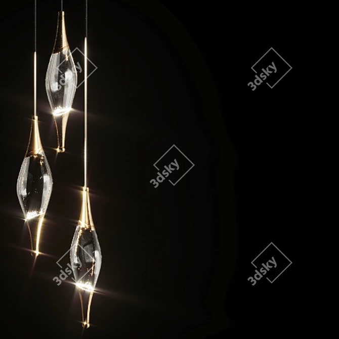 Elegant Metal-Tip Drop Pendant 3D model image 1