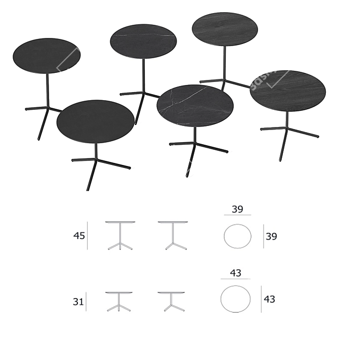 Modern Tethys Table Set: Versatile & Stylish 3D model image 2