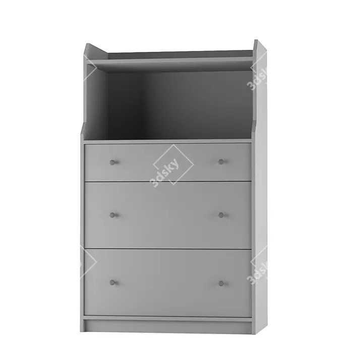 Hauga Ikea - Stylish Gray 3-Drawer Dresser 3D model image 1