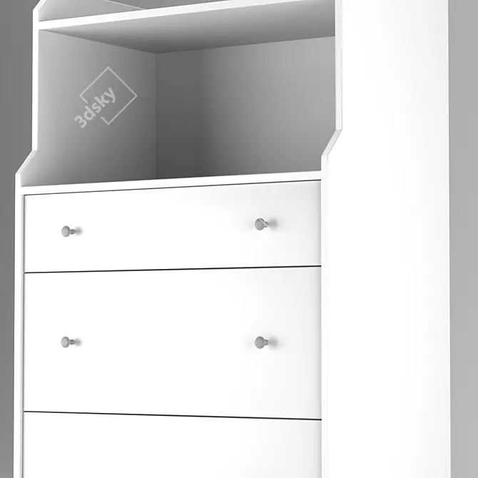 Hauga Ikea - Stylish Gray 3-Drawer Dresser 3D model image 3