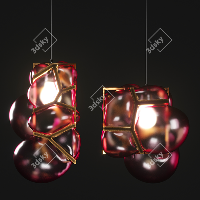 Elegant Bound Glass Pendant 3D model image 2