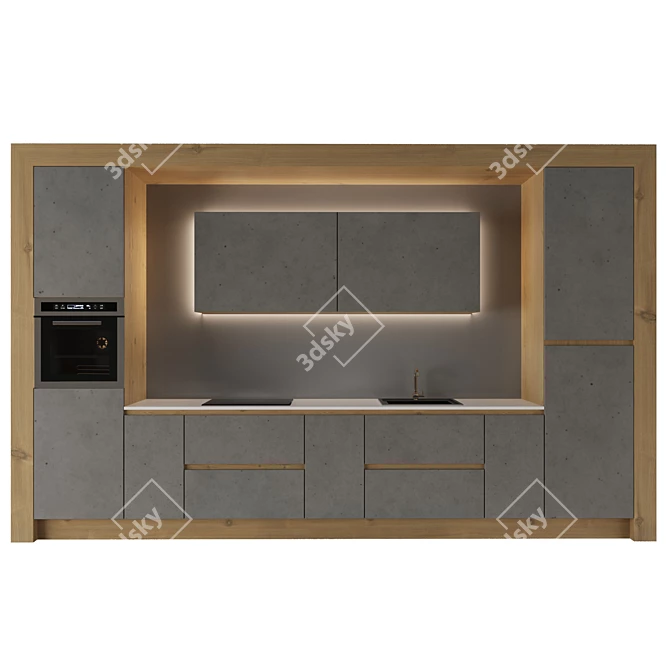 Sleek Kitchen Set with Sink 3D model image 1