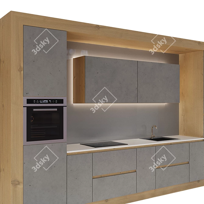 Sleek Kitchen Set with Sink 3D model image 4