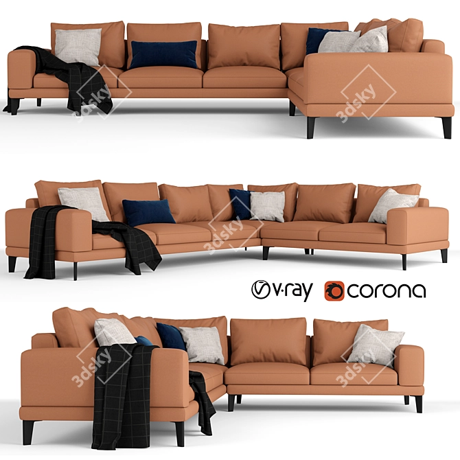 Modern Nelson Corner Sofa 3D model image 1