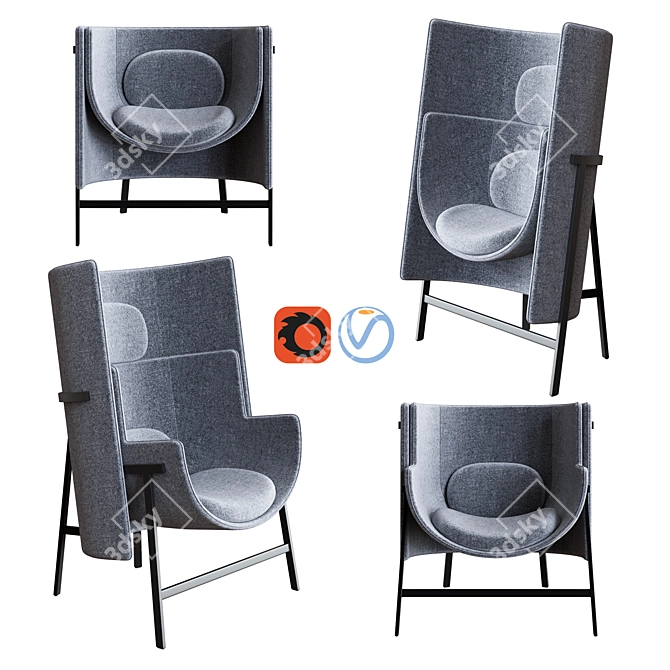 Stellar Works Kite Collection: Highback & Lounge Chairs 3D model image 1