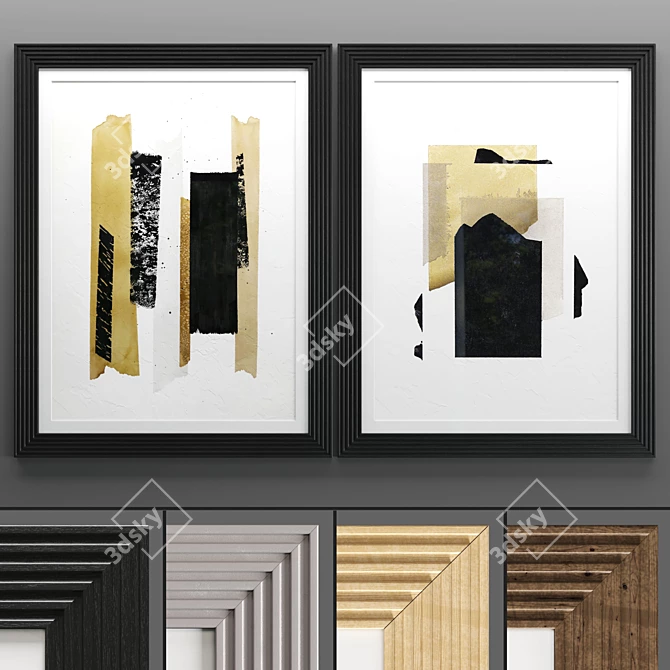 Modern Art Frame: 6 Frames, White/Black 3D model image 1