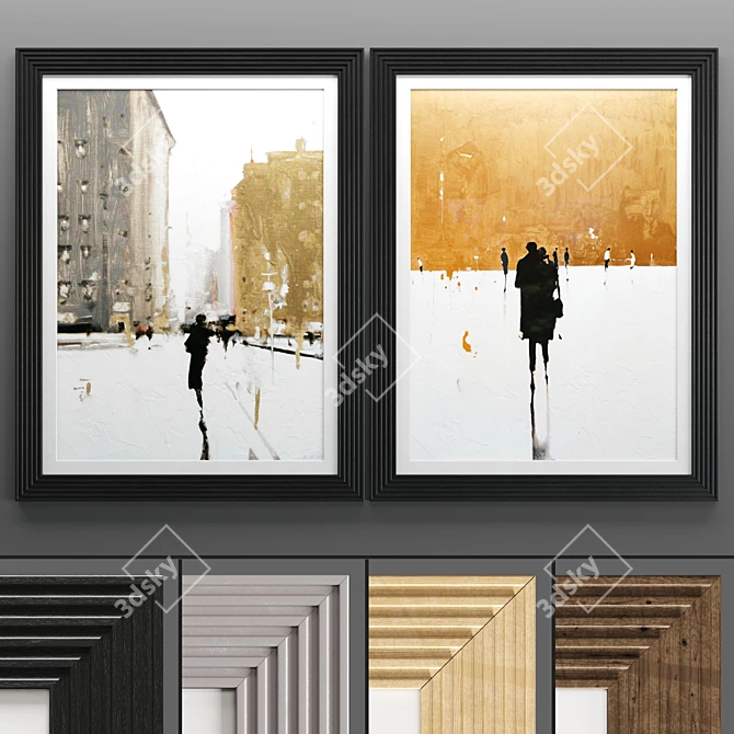 Elegant Dual Color Art Frames 3D model image 1