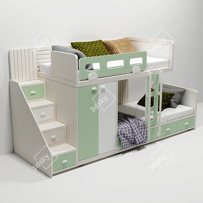 Custom-made Children's Bunk Bed 3D model image 1