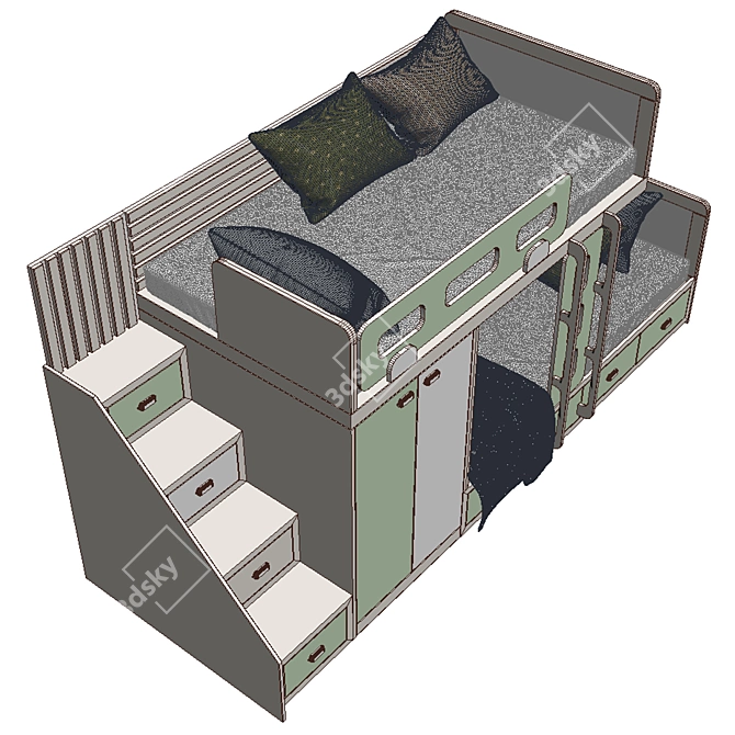 Custom-made Children's Bunk Bed 3D model image 3