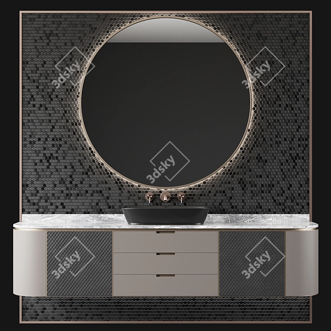 Hexagon Mirror Bathroom Console 3D model image 1