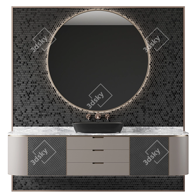 Hexagon Mirror Bathroom Console 3D model image 2