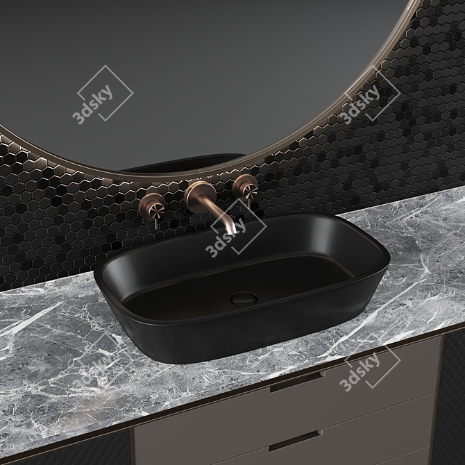 Hexagon Mirror Bathroom Console 3D model image 3