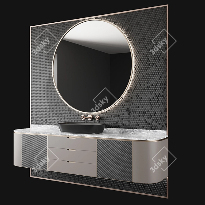 Hexagon Mirror Bathroom Console 3D model image 4