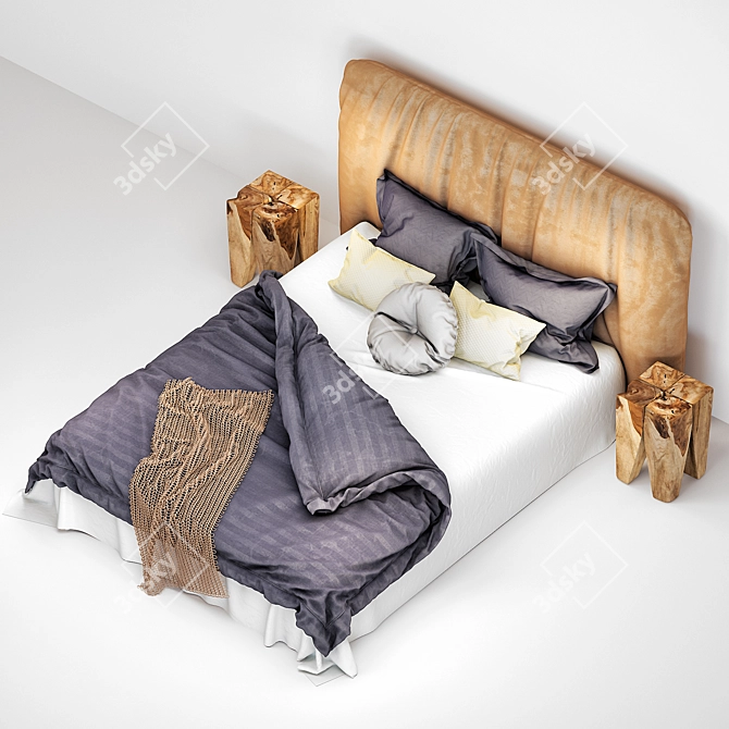 Modern Sleep Haven: Sleek and Stylish Bed 3D model image 3