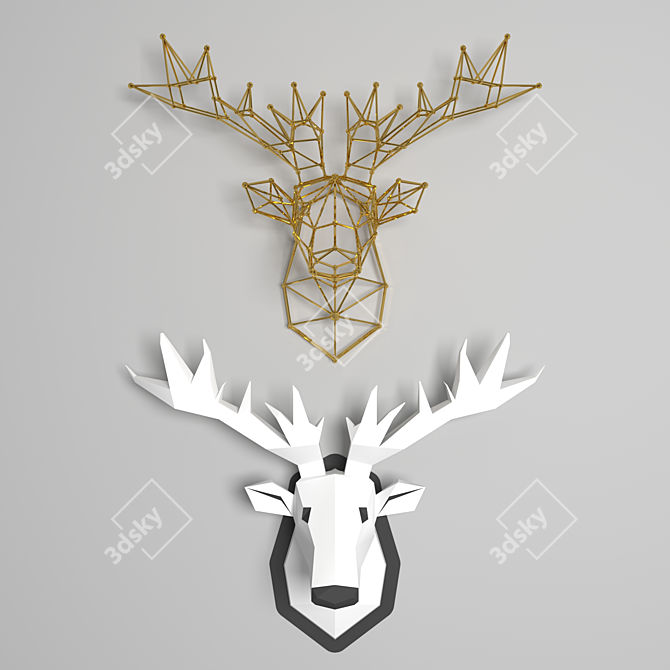 Minimalist Moose Head Sculpture 3D model image 1