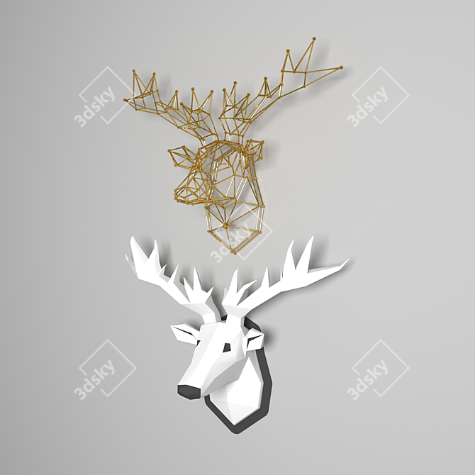 Minimalist Moose Head Sculpture 3D model image 4