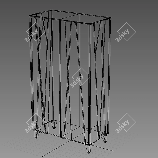 Modern Oak Wardrobe with Glass Shelves 3D model image 2