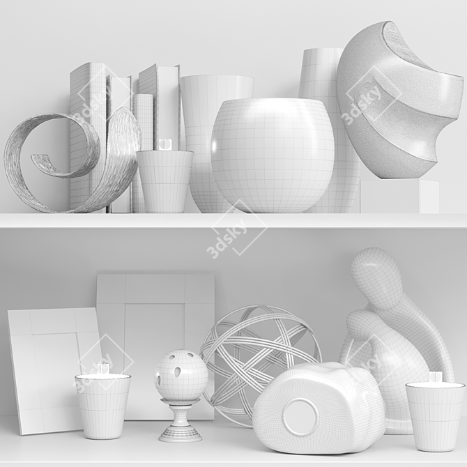 Minimalist Decor Set: Vase, Sculpture, Figurine, Photo Frame, Candle & Candlestick 3D model image 2