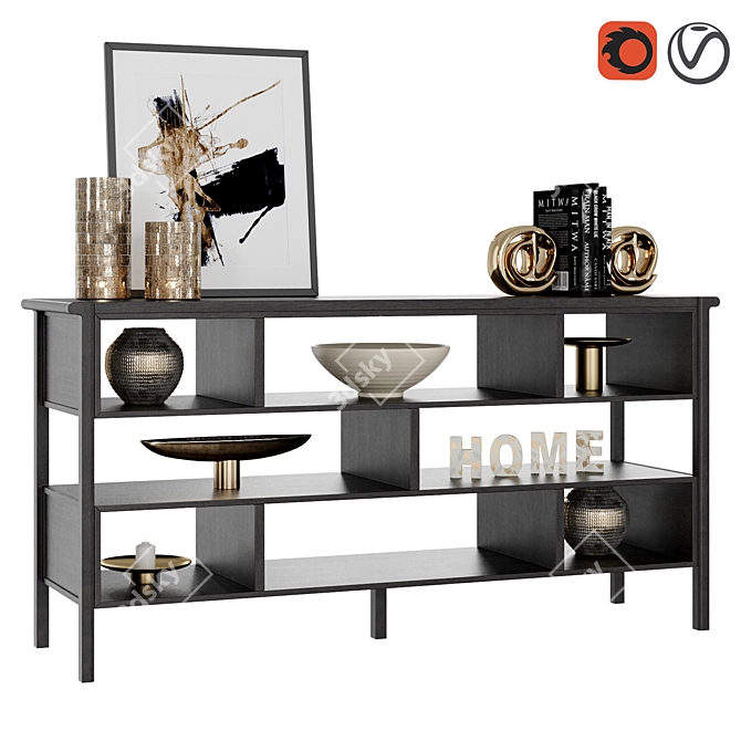Contempo Low Shelving with Stylish Accessories 3D model image 1