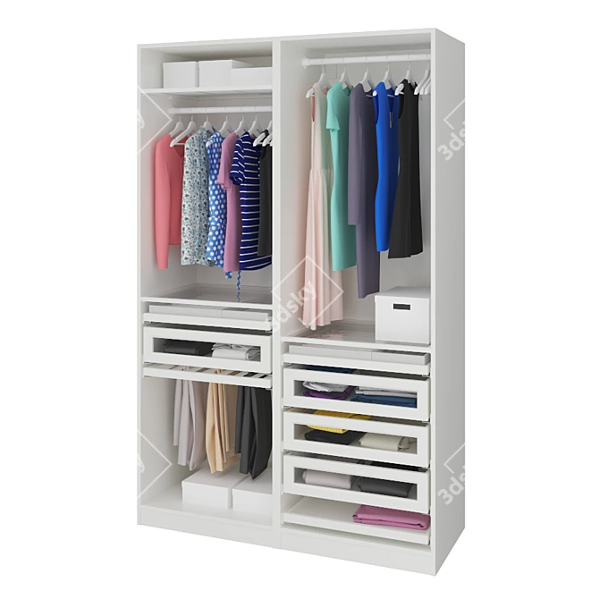 Stylish Ikea Pax Wardrobe 3D model image 1