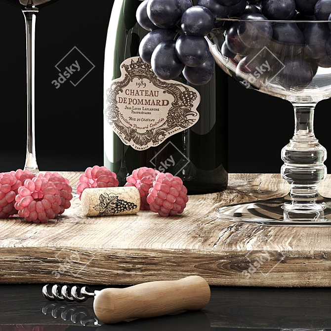 Elegant Wine Decor Set 3D model image 3