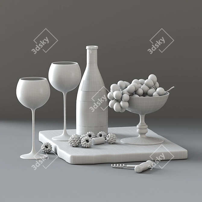 Elegant Wine Decor Set 3D model image 4